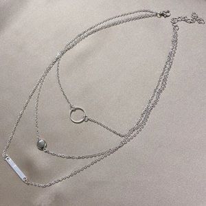 Silver layered bar Necklace
